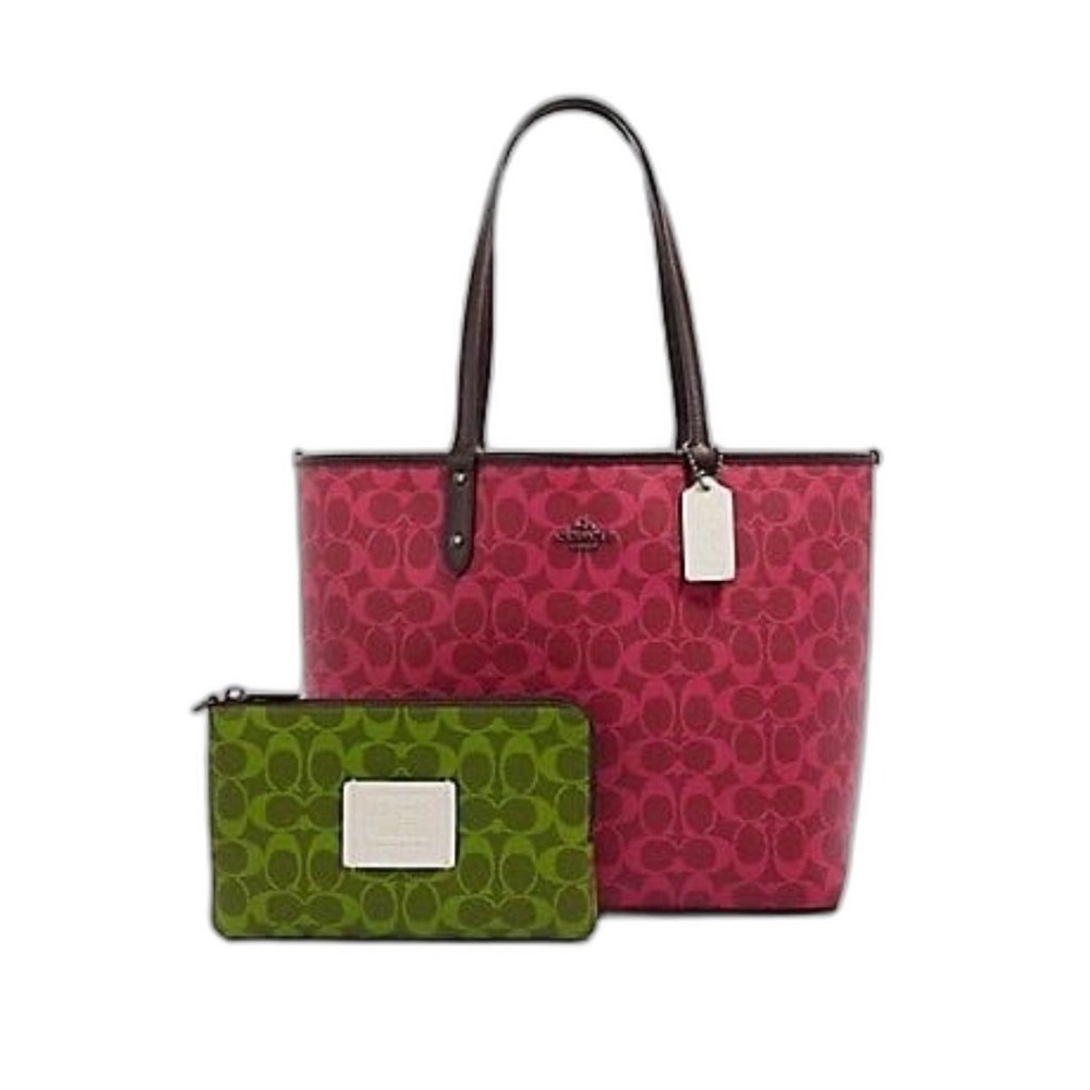 Coach reversible city tote with pouch